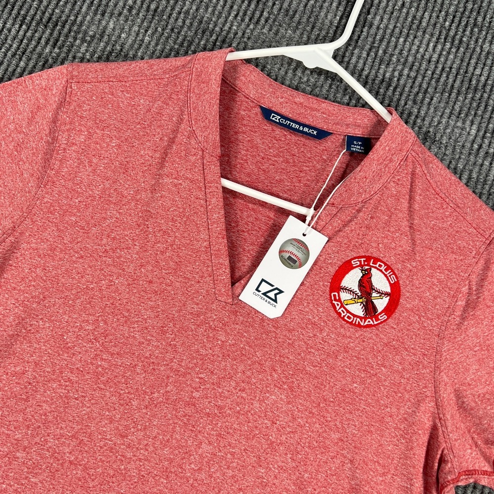 St. Louis Cardinals Shirt Womens Small Red Short Sleeve V Neck Cutter Buck New